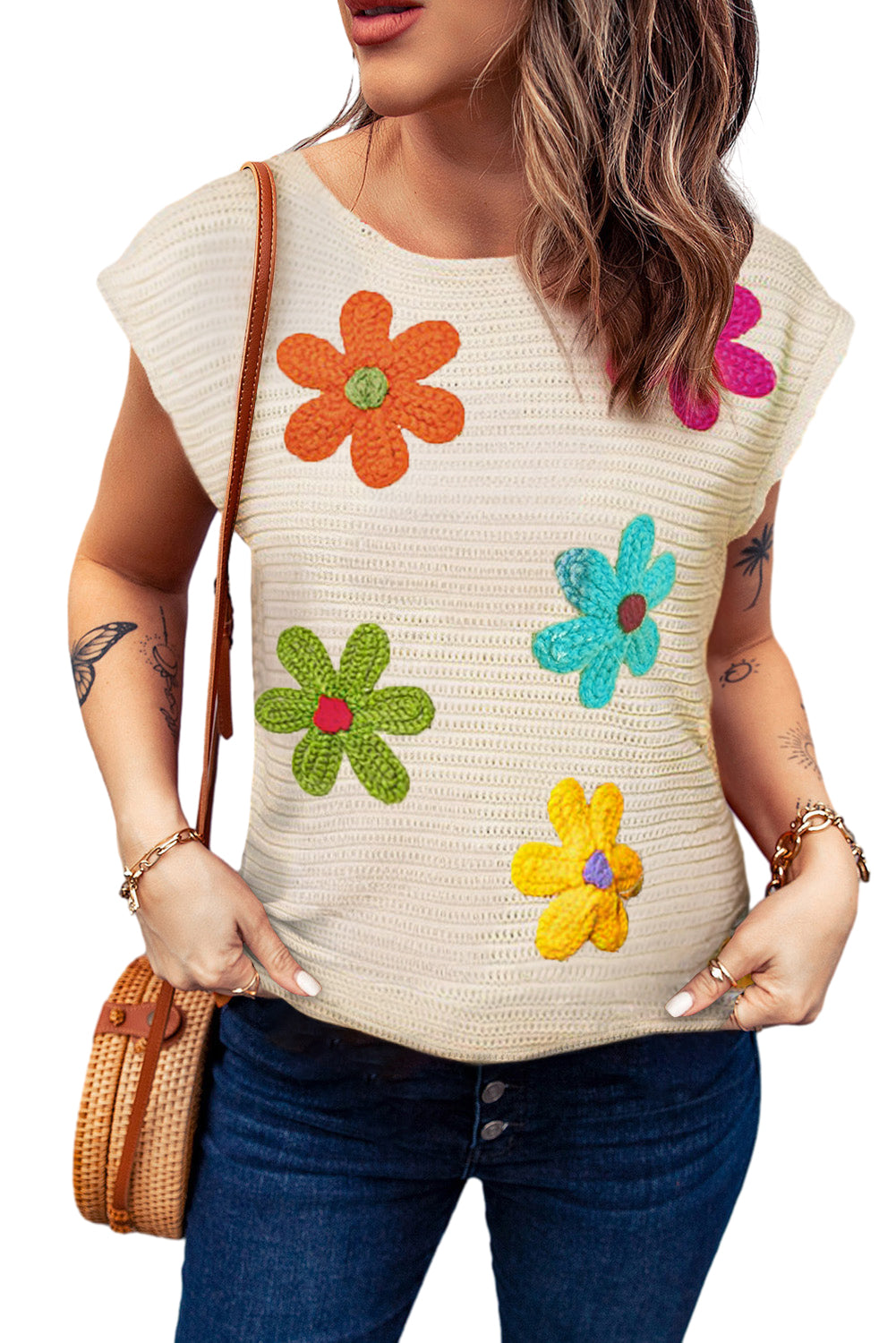 Flower Crochet Knitted Top