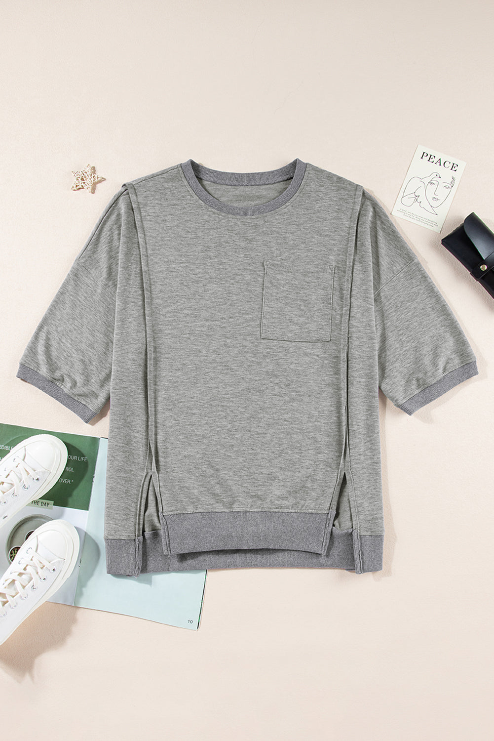 Exposed Seam Loose T Shirt