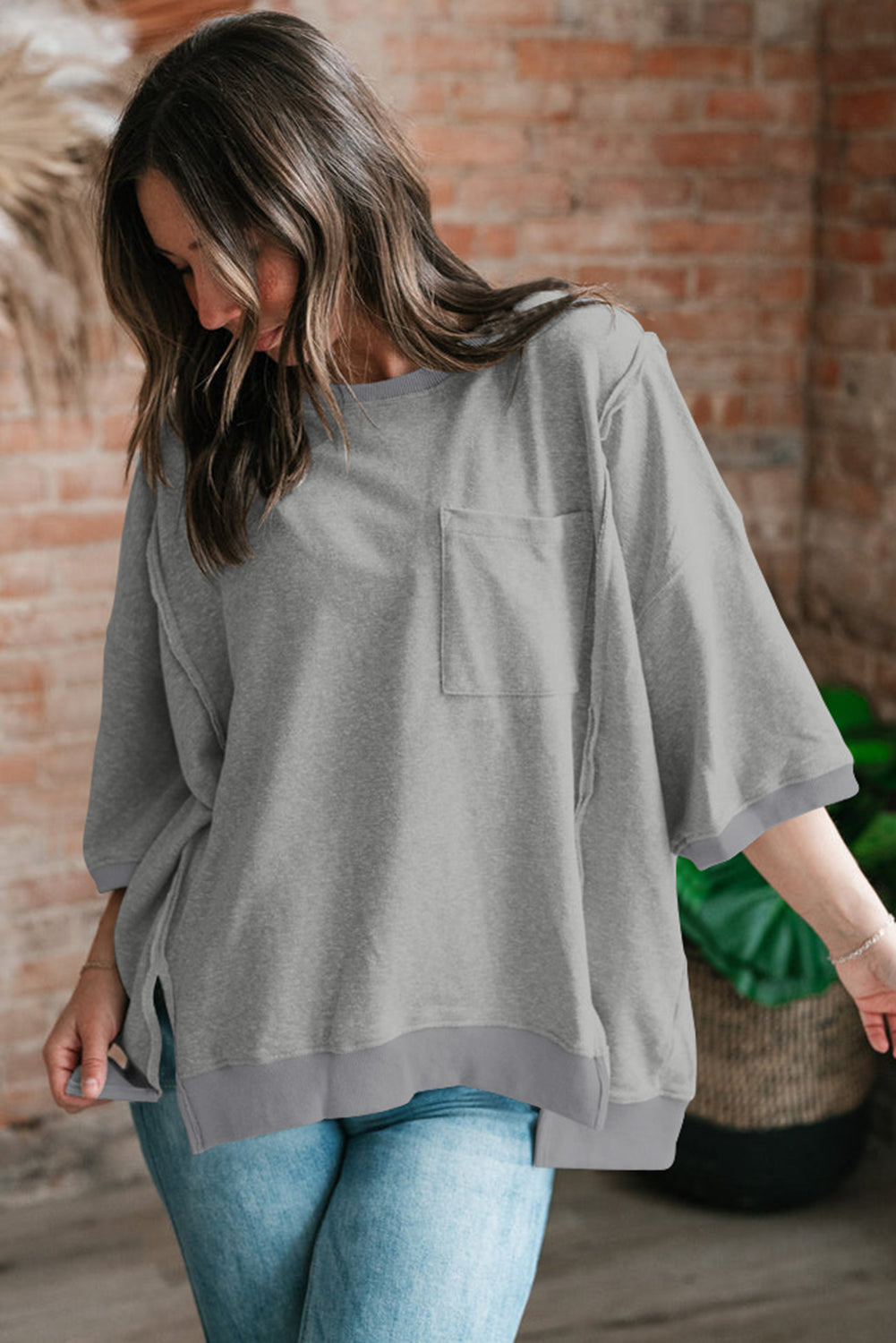 Exposed Seam Loose T Shirt