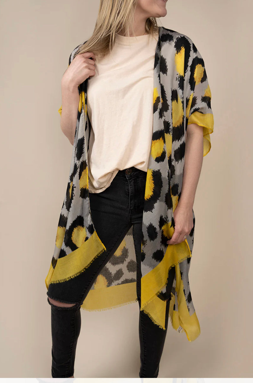 Chasing the Spotlight Yellow Leopard Kimono